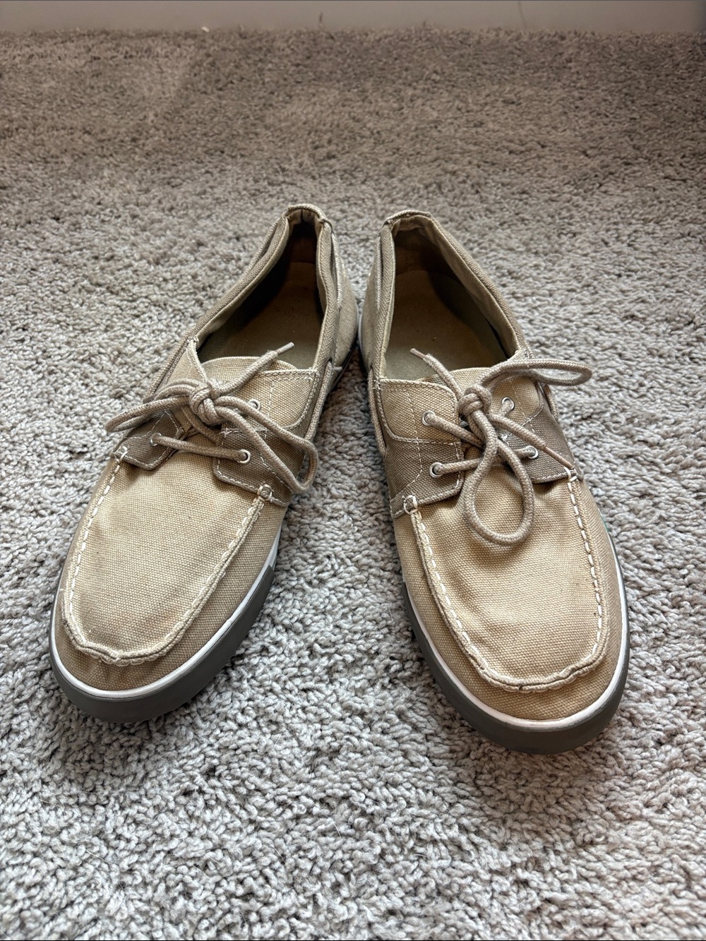 Men's Canvas Boat Shoes in Beige